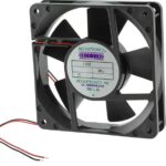 8006879003 E1225E12B-FSR-CC, Fan Tubeaxial 12VDC Square - 120mm L x 120mm H Ball 93.0 CFM (2.60m³/min) 2 Wire Leads Hirschmann