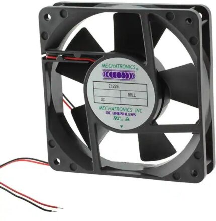 8005961725 E1225E12B-FSR, Fan Tubeaxial 12VDC Square - 120mm L x 120mm H Ball 93.0 CFM (2.60m³/min) 2 Wire Leads Hirschmann