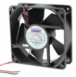 8005750344 G1238E12B-FSR, Fan Tubeaxial 12VDC Square - 119mm L x 119mm H Ball 158.0 CFM (4.42m³/min) 2 Wire Leads Hirschmann