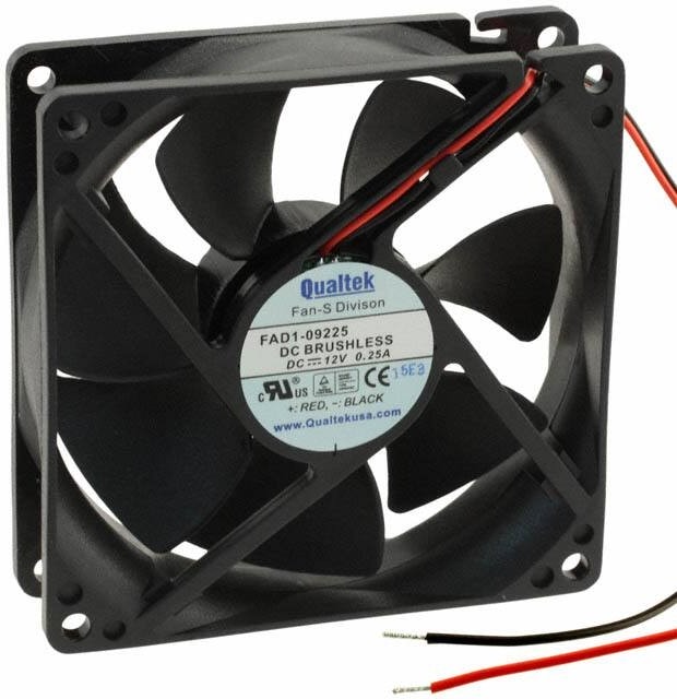 doc007788520 8006007763 FAD1-09225CBLW11, Fan Tubeaxial 12VDC Square - 92.5mm L x 92.5mm H Ball 40.7 CFM (1.14m³/min) 2 Wire Leads Hirschmann — изображение 1