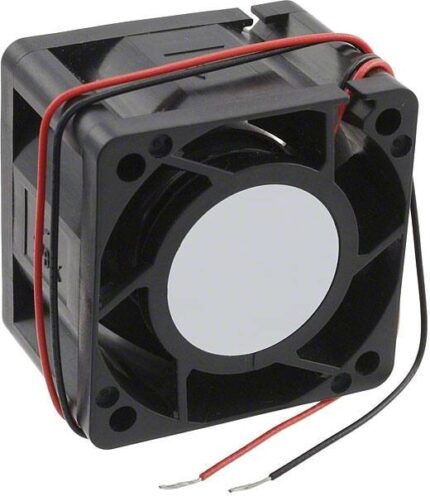 8006924677 1611RL-04W-B80-B00, Fan Tubeaxial 12VDC Square - 40mm L x 40mm H Ball 19.4 CFM (0.543m³/min) 2 Wire Leads Hirschmann