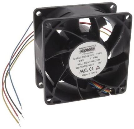 8005810865 MS8038H24B1+6-FHR-2EM, Fan Tubeaxial 24VDC Square - 80mm L x 80mm H Ball 120.5 CFM (3.37m³/min) 4 Wire Leads Hirschmann