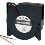 8006914448 109BJ12HA2, Fan Blower 12VDC Square/Rounded - 126mm L x 127mm H Ball 27.5 CFM (0.770m³/min) 2 Wire Leads Hirschmann