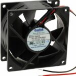 8005977826 FAD1-08038CBMW12, Fan Tubeaxial 12VDC Square - 80.5mm L x 80.5mm H Ball 46.0 CFM (1.29m³/min) 2 Wire Leads Hirschmann