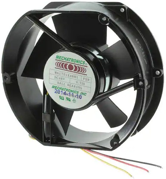 doc007789587 8005827984 MA1751X48B1-FSR, Fan Tubeaxial 48VDC Rectangular/Rounded - 172mm L x 150mm H Ball 290.6 CFM (8.14m³/min) 3 Wire Leads Hirschmann — изображение 1