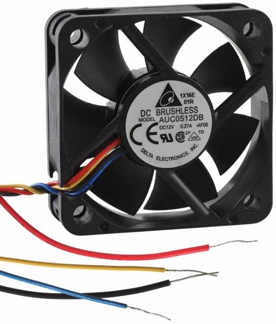 doc007789810 8005992803 AUC0512DB-AF00, Fan Tubeaxial 12VDC Square - 50mm L x 50mm H Superflo 20.2 CFM (0.566m³/min) 4 Wire Leads Hirschmann — изображение 1