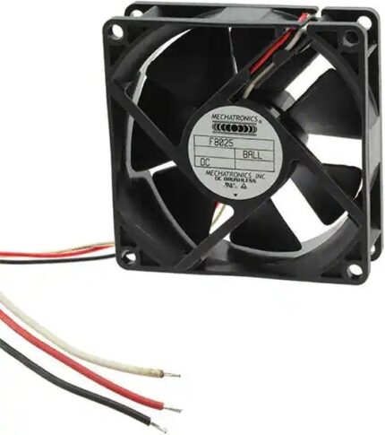 8005876714 F8025X12B1-FHR, Fan Tubeaxial 12VDC Square - 80mm L x 80mm H Ball 53.0 CFM (1.48m³/min) 3 Wire Leads Hirschmann