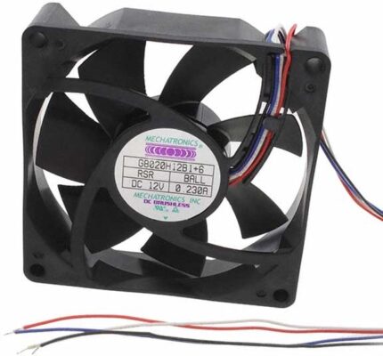 8006984429 G8020H12B1+6-RSR, Fan Tubeaxial 12VDC Square - 80mm L x 80mm H Ball 43.0 CFM (1.20m³/min) 4 Wire Leads Hirschmann