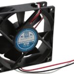 8005184110 OD8025-12HB01A, DC Fans DC Fan, 80x80x25mm, 12VDC, 40CFM, 0.18A, 35dBA, Ball, Wire, Open Collector Tach Hirschmann