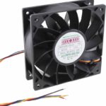 8005885535 MD1238X12B1+ 6-FSR-EMC-L25, Fan Tubeaxial 12VDC Square - 120mm L x 120mm H Ball 205.0 CFM (5.74m³/min) 4 Wire Leads Hirschmann