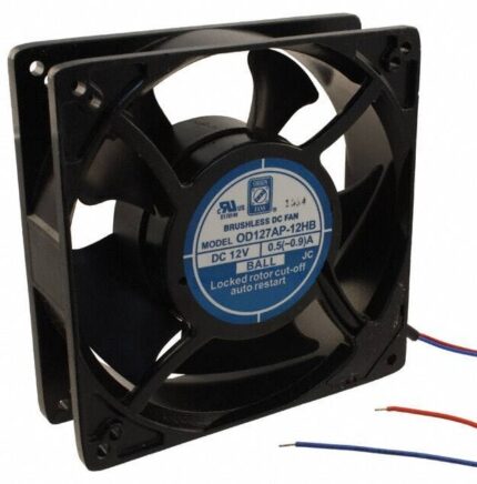 8004628160 OD127AP-12HB, DC Fans DC Fan, 127x127x38.5mm, 12VDC, 140CFM, 0.88A, 46dBA, 3200RPM, Dual Ball, Leads Hirschmann
