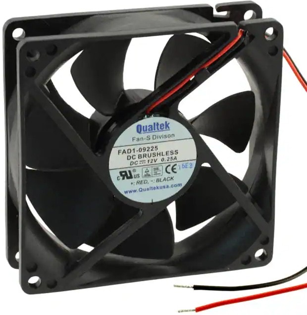 doc007791122 8006647557 FAD1-09225CBMW11, Fan Tubeaxial 12VDC Square - 92.5mm L x 92.5mm H Ball 44.7 CFM (1.25m³/min) 2 Wire Leads Hirschmann — изображение 1