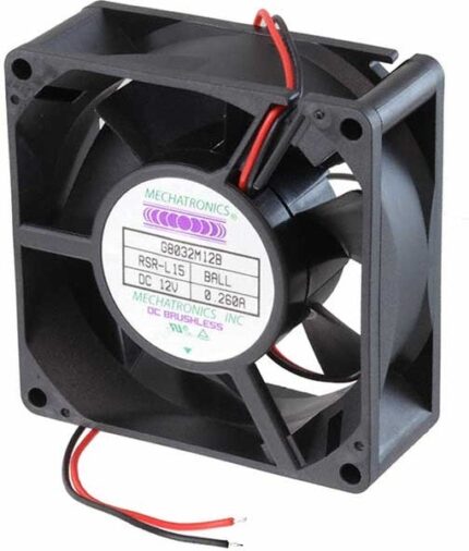 8006871436 G8032M12B-RSR-L15, Fan Tubeaxial 12VDC Square - 80mm L x 80mm H Ball 41.0 CFM (1.15m³/min) 2 Wire Leads Hirschmann