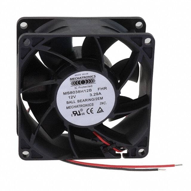 doc007791721 8006026437 MS8038H12B-FHR-2EM, Fan Tubeaxial 12VDC Square - 80mm L x 80mm H Ball 120.5 CFM (3.37m³/min) 2 Wire Leads Hirschmann — изображение 1