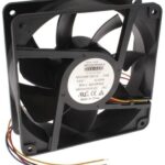 8006887376 MS1238E12B1+6-FHR, Fan Tubeaxial 12VDC Square - 120mm L x 120mm H Ball 271.1 CFM (7.59m³/min) 4 Wire Leads Hirschmann