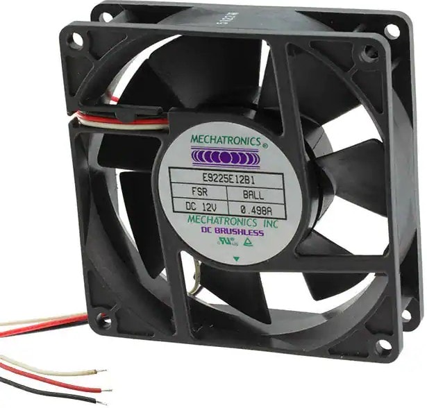 doc007791923 8006856145 E9225H12B3-FSR, Fan Tubeaxial 12VDC Square - 92mm L x 92mm H Ball 51.0 CFM (1.43m³/min) 2 Wire Leads Hirschmann — изображение 1
