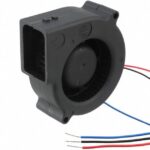 8006121028 BFB0712L-F00, Fan Blower 12VDC Square/Rounded - 75.7mm L x 75.7mm H Ball 7.0 CFM (0.196m³/min) 3 Wire Leads Hirschmann