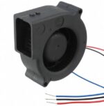 8006121028 BFB0712L-F00, Fan Blower 12VDC Square/Rounded - 75.7mm L x 75.7mm H Ball 7.0 CFM (0.196m³/min) 3 Wire Leads Hirschmann