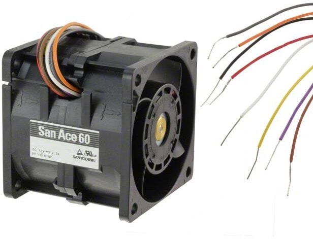 doc007792498 8005772370 9CRA0612P6J001, Fan Tubeaxial (Dual) 12VDC Square - 60mm L x 60mm H Ball 74.1 CFM (2.07m³/min) 3 Wire Leads per Fan Hirschmann — изображение 1