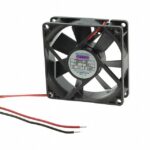 8006111771 F8025E12B-FSR, Fan Tubeaxial 12VDC Square - 80mm L x 80mm H Ball 46.0 CFM (1.29m³/min) 2 Wire Leads Hirschmann