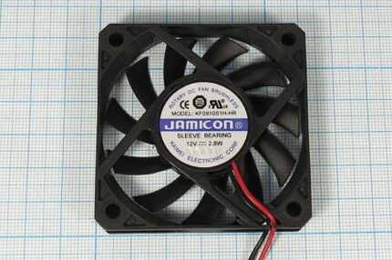 8009976841 Вентилятор 60x60x10, напряжение 12В, мощность 2.8 Вт, выводы 2L, подшипник скольжения, KF0610S1H-R Hirschmann