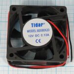 8009976916 Вентилятор 60x60x20, напряжение 12В, ток 0.13А, выводы 2L, подшипник скольжения, RQD6020MS Hirschmann