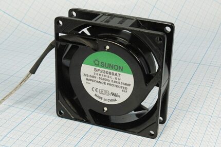 8009976948 Вентилятор 80x80x25, напряжение 220В, ток 0.07А(0.09А), выводы 2L, подшипник скольжения, SF23080AT Hirschmann