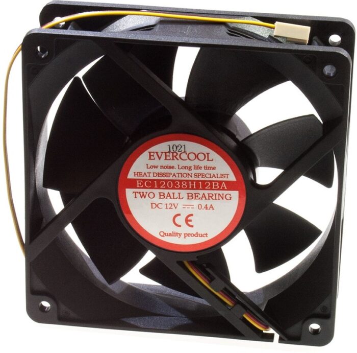 8007977718 EC12038H12BA, вентилятор 120х120х38 мм 12В, 2600 об/мин, подшипник качения, 3PIN + крепеж Hirschmann — изображение 2