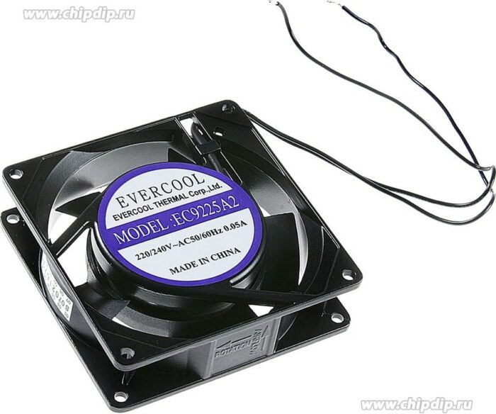 8008959851 EC9225A2HBL, (92*92*25 220V), Вентилятор 220В AC, 2500об/мин., 92х92х25мм, 64.22м3/час, 35дБ, подшипник качения, тип вывода - провод Hirschmann — изображение 3
