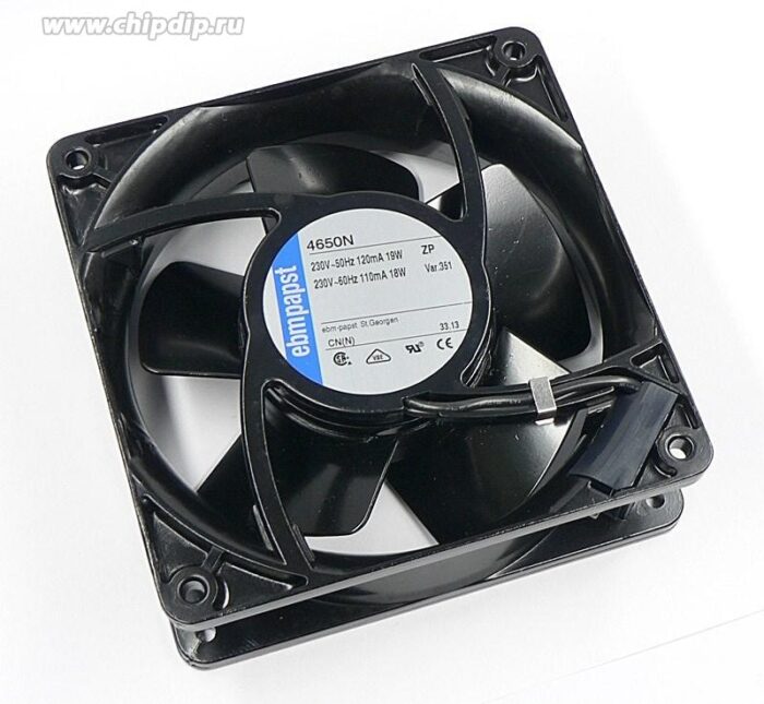 8026554617 AC axial fan, 230 V, 119 x 119 x 38 mm, 160 m³/h, 46 dB, sintec slide bearing, ebm-papst 4650 N Hirschmann — изображение 8
