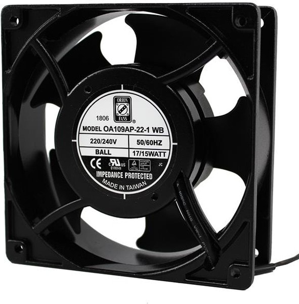 doc014181317 8004628141 OA109AP-22-1WB, AC Fans Axial Fan, 120x120x38mm, 230VAC, 104CFM, 15W, 42dBA, 3000RPM, Ball, Lead Wires Hirschmann — изображение 1
