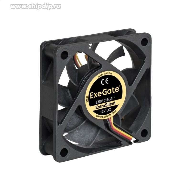 doc014211228 9001300097 ES06015S3P, Вентилятор 12В DC ExeGate, 60x60x15мм, Sleeve bearing (подшипник скольжения), 3pin, 2500RPM, 17dBA Hirschmann — изображение 1