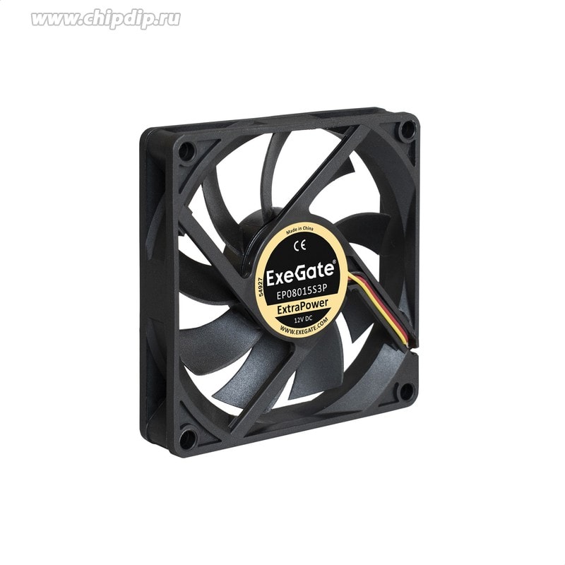 doc014211264 8009509997 EX283374RUS, Вентилятор 12В DC ExeGate ExtraPower EP08015S3P (80x80x15 мм, Sleeve bearing (подшипник скольжения), 3pin, 2500RPM, 25dBA) Hirschmann — изображение 1