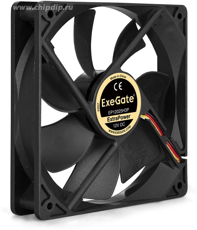 doc014211292 8009510010 EX283387RUS, Вентилятор 12В DC ExeGate ExtraPower EP12025H3P (120x120x25 мм, Hydraulic bearing (гидродинамический), 3pin, 1800RPM, 28dBA) Hirschmann — изображение 1
