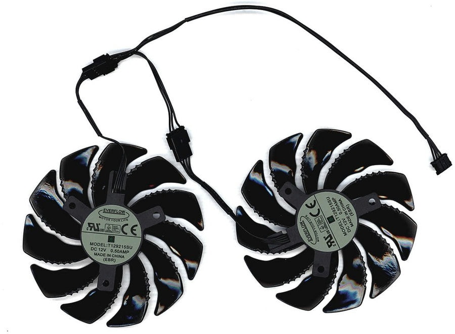 doc014357743 8008861565 Вентилятор (кулер) для видеокарты Gigabyte RX 470, 570, 580, GTX 1060 88мм 4-pin двойной Hirschmann — изображение 1