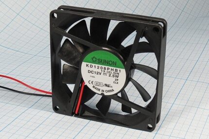 8009976820 Вентилятор 80x80x15, напряжение 12В, мощность 2.5 Вт, выводы 2L, подшипник качения, KD1208PHB1 Hirschmann