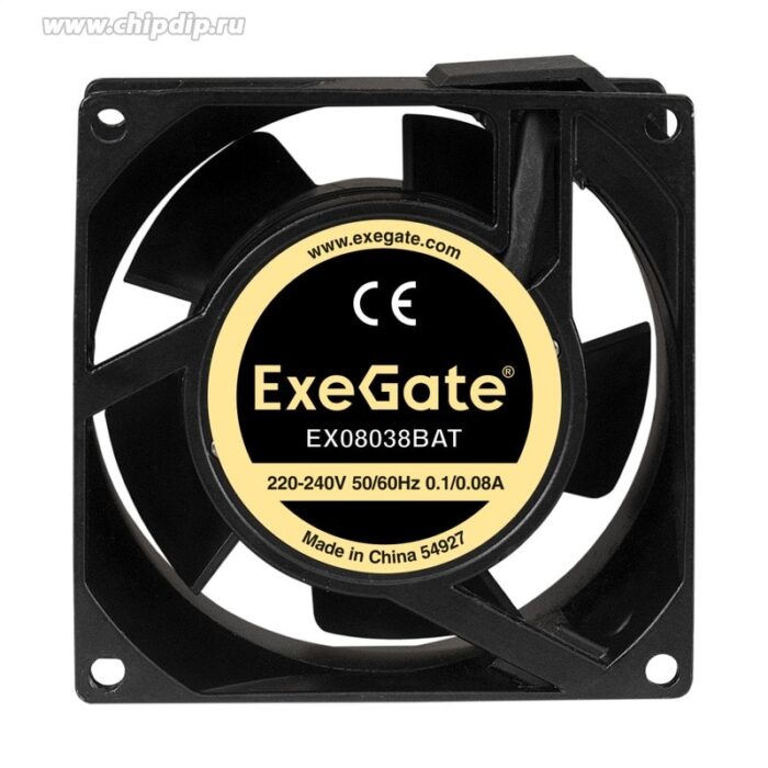 8009510058 EX289000RUS, Вентилятор 220В AC ExeGate EX08038BAT (80x80x38 мм, 2-Ball (двойной шарикоподшипник), клеммы, 2500RPM, 35dBA) Hirschmann — изображение 2