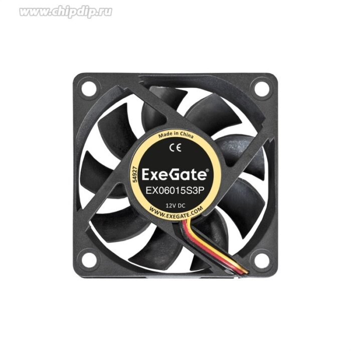8009509932 EX281212RUS, Вентилятор 12В DC ExeGate EX06015S3P (60x60x15 мм, Sleeve bearing (подшипник скольжения), 3pin, 3500RPM, 24dBA) Hirschmann — изображение 2