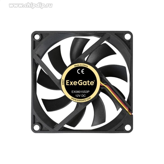 9000946616 EX08015S3P, Вентилятор 12В, 80x80x15 мм, подшипник скольжения, 3pin, 2000RPM, 23dBA Hirschmann — изображение 3