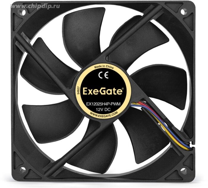 8009510014 EX283392RUS, Вентилятор 12В DC ExeGate EX12025H4P-PWM (120x120x25 мм, Hydraulic bearing (гидродинамический), 4pin, PWM, 0-1500 RPM, 0-24dBA) Hirschmann — изображение 2