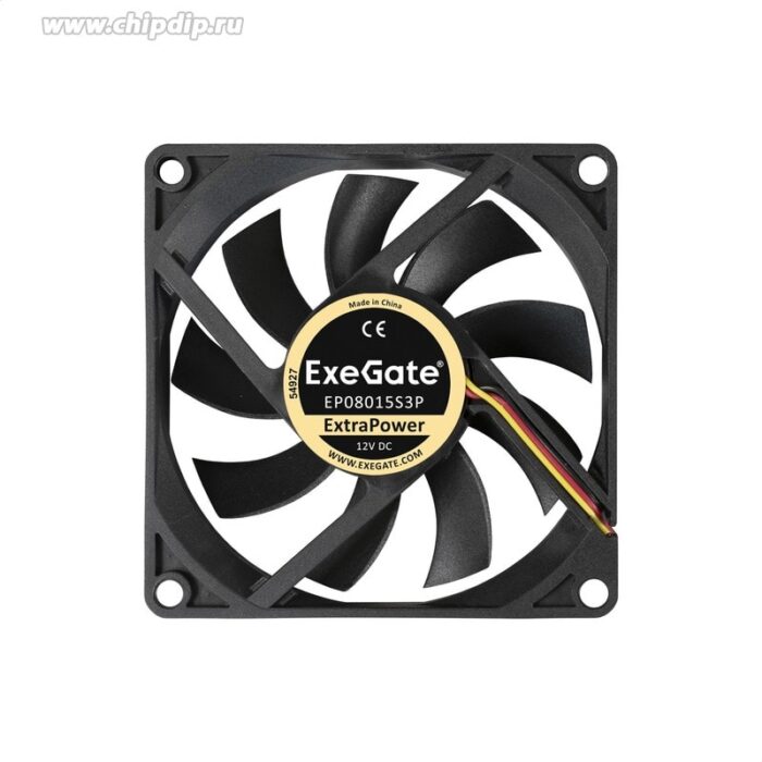 8009509997 EX283374RUS, Вентилятор 12В DC ExeGate ExtraPower EP08015S3P (80x80x15 мм, Sleeve bearing (подшипник скольжения), 3pin, 2500RPM, 25dBA) Hirschmann — изображение 2