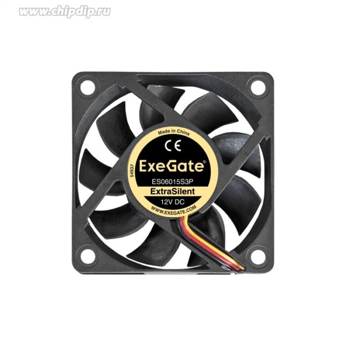 9001300097 ES06015S3P, Вентилятор 12В DC ExeGate, 60x60x15мм, Sleeve bearing (подшипник скольжения), 3pin, 2500RPM, 17dBA Hirschmann — изображение 3