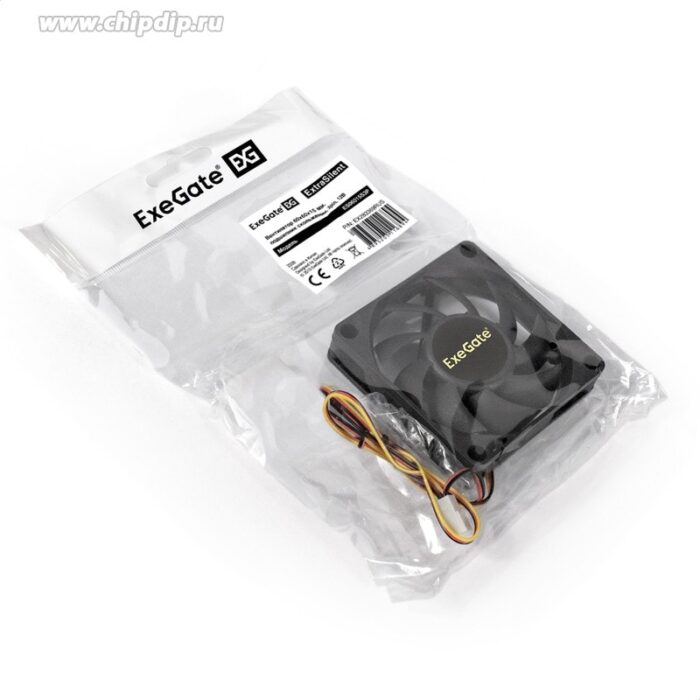 9001300097 ES06015S3P, Вентилятор 12В DC ExeGate, 60x60x15мм, Sleeve bearing (подшипник скольжения), 3pin, 2500RPM, 17dBA Hirschmann — изображение 6