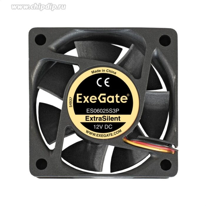 9000939652 Вентилятор 12В ExtraSilent ES06025S3P, 60x60x25 мм, подшипник скольжения, 3pin, 2500RPM, 22dBA Hirschmann — изображение 3