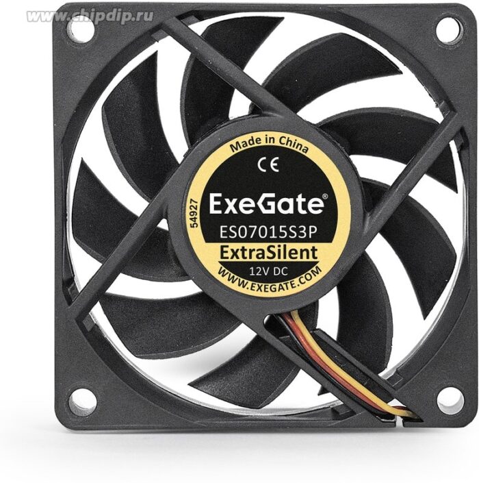 8009509994 EX283371RUS, Вентилятор 12В DC ExeGate ExtraSilent ES07015S3P (70x70x15 мм, Sleeve bearing (подшипник скольжения), 3pin, 2000RPM, 18dBA) Hirschmann — изображение 4