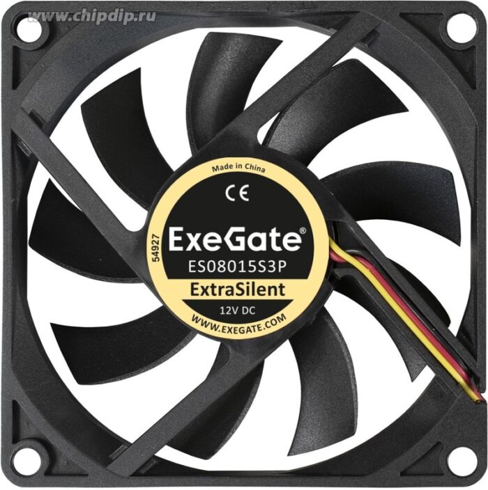 9000948079 ES08015S3P, Вентилятор 12В ExtraSilent, 80x80x15 мм, подшипник скольжения, 3pin, 1600RPM, 23dBA Hirschmann — изображение 3