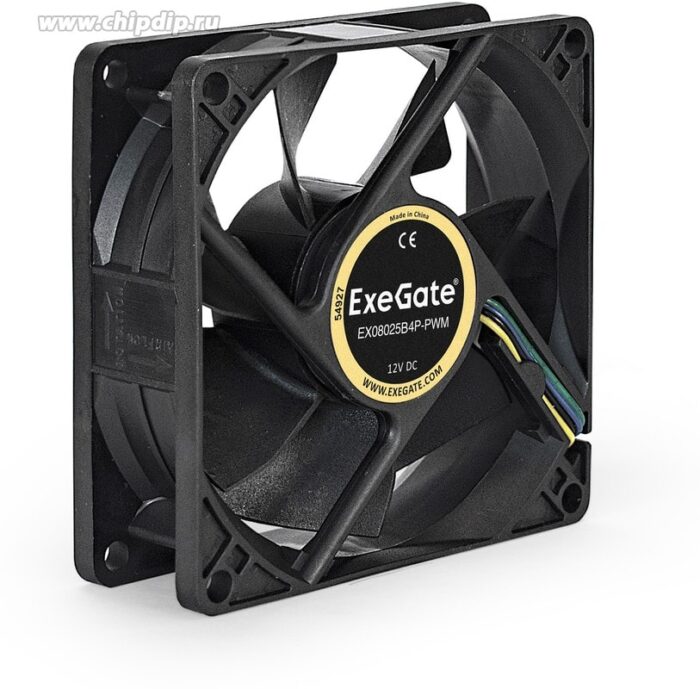 8009510001 EX283378RUS, Вентилятор 12В DC ExeGate EX08025B4P-PWM (80x80x25 мм, 2-Ball (двойной шарикоподшипник), 4pin, PWM, 0-2300 RPM, 0-23dBA) Hirschmann — изображение 2