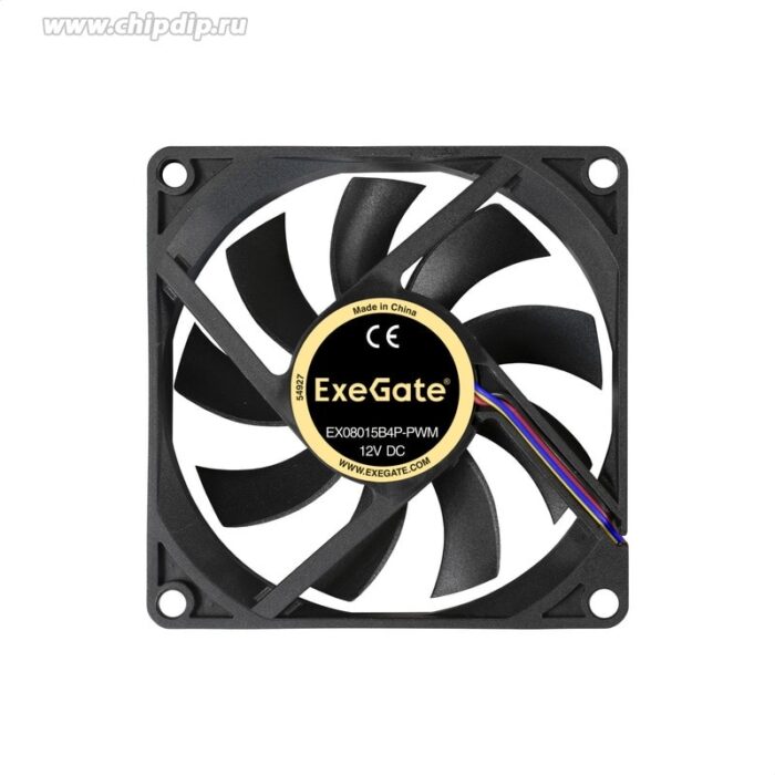 9000973674 EX08015B4P-PWM, Вентилятор 12В, 80x80x15 мм, двойной шарикоподшипник, 4pin, PWM, 24dBA Hirschmann — изображение 4