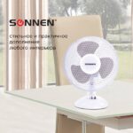 8010453870 Вентилятор настольный SONNEN FT23-B6, d=23 см, 25 Вт, на подставке, 2 скоростных режима, белый/серый, 451038 () Hirschmann — изображение 2
