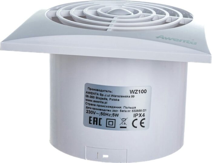 8000726052 Вентилятор WZ100, d=100 белый, тихий 5905033308244 Hirschmann — изображение 2